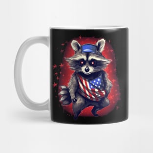 red raccoon proudly American flaG Mug